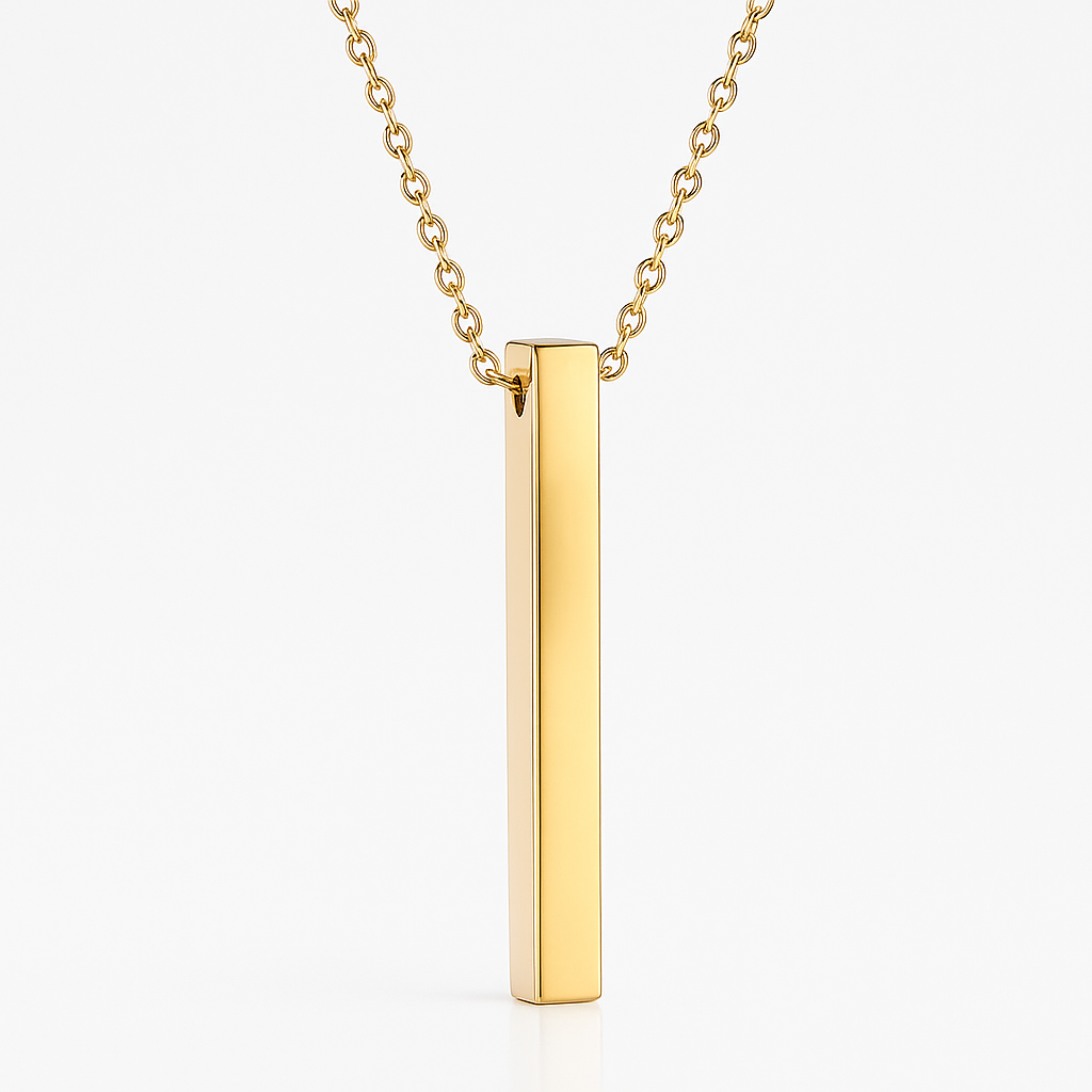 Vertical Rectangular Stainless Steel Blank Bar Pendant Necklace With Chain