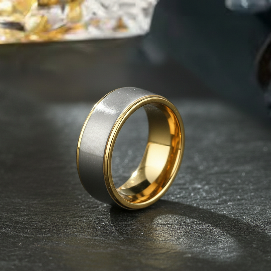 Gold Edge Hybrid Band Ring for Men's
