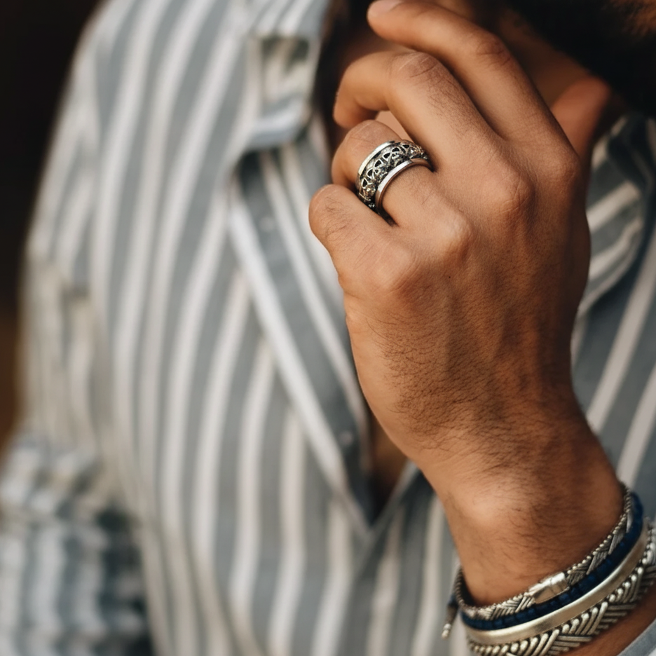 Biker Skull Rotator Ring for Men's