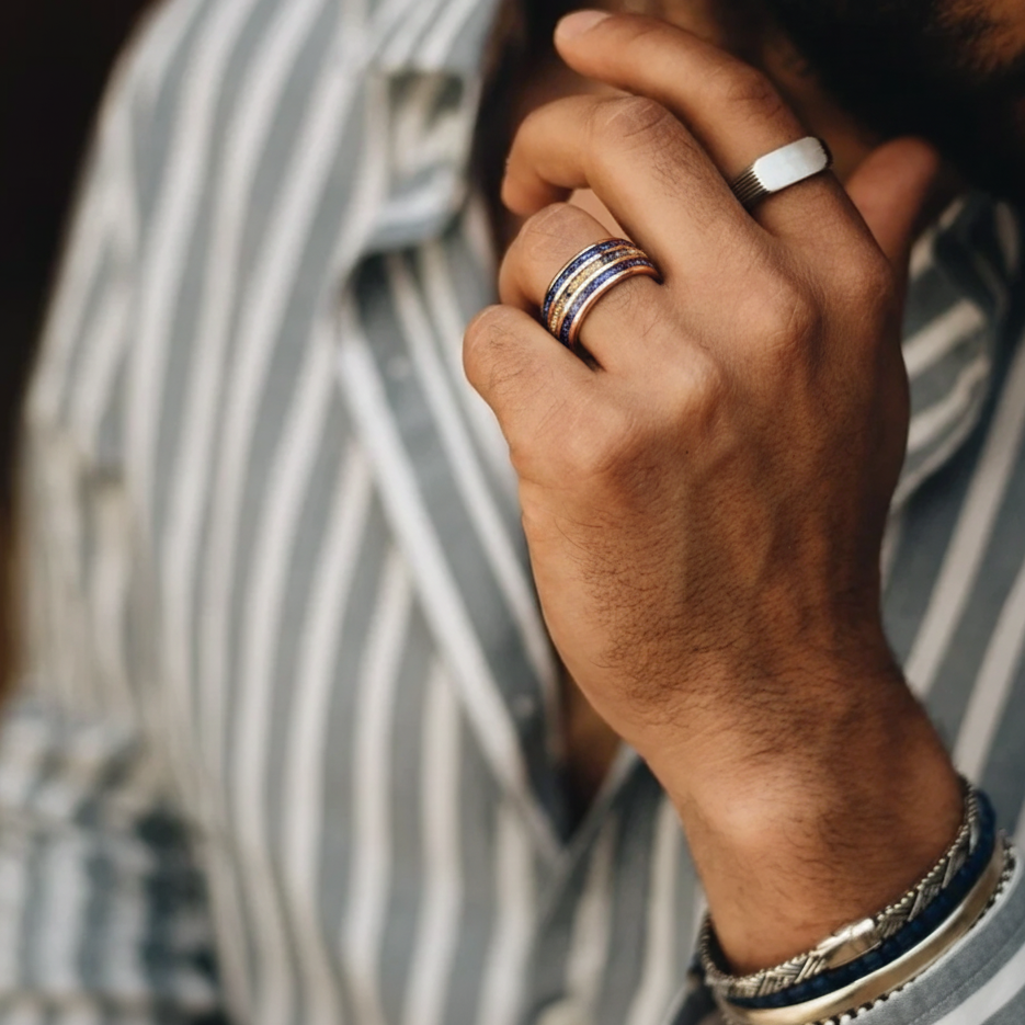 Midnight Gold Fusion Ring for Men's