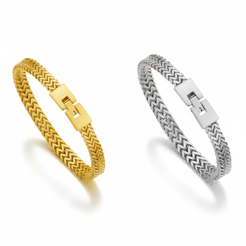 Titan Weave Steel Bracelet Silver for Men's