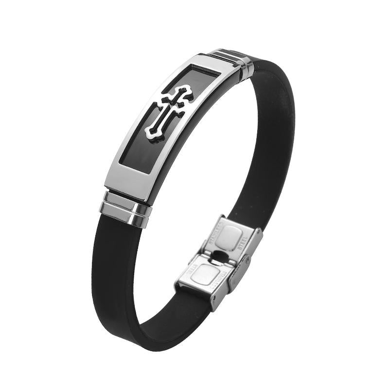 Silicone Rubber and Stainless Steel Charm Bracelet for men's