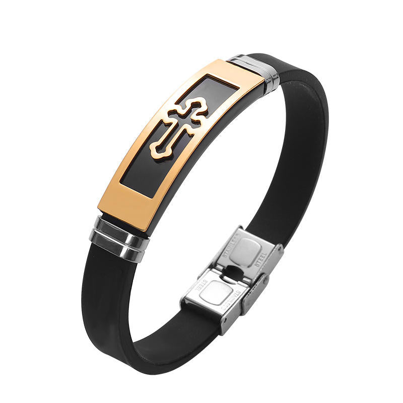 Silicone Rubber and Stainless Steel Charm Bracelet for men's