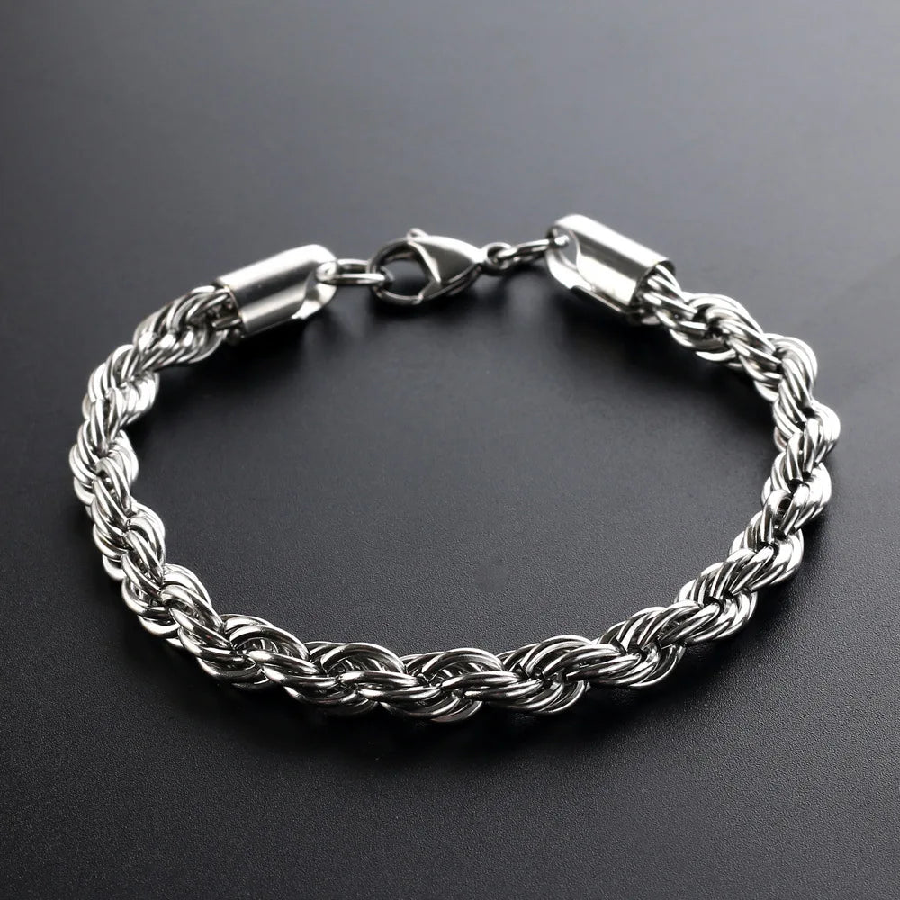 Rope Chain Stainless Steel Bracelet for Mens
