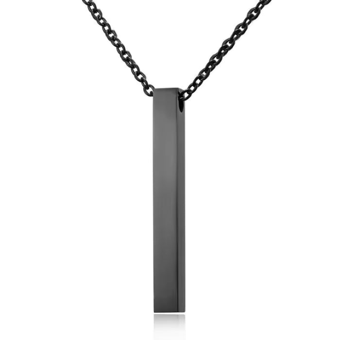 Vertical Rectangular Stainless Steel Blank Bar Pendant Necklace With Chain
