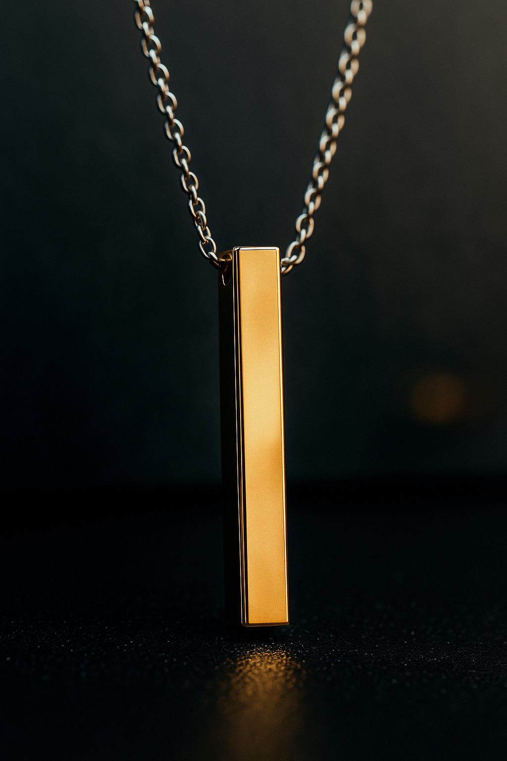 Vertical Rectangular Stainless Steel Blank Bar Pendant Gold With Chain