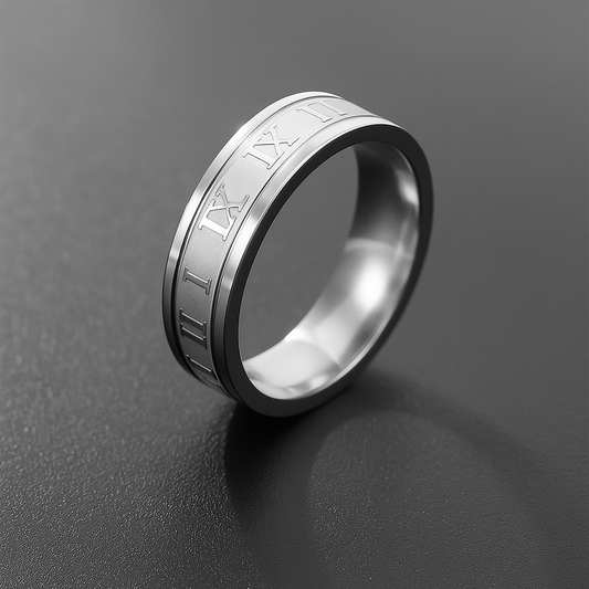 Roman Number Rings Stainless Steel Silver for Men's