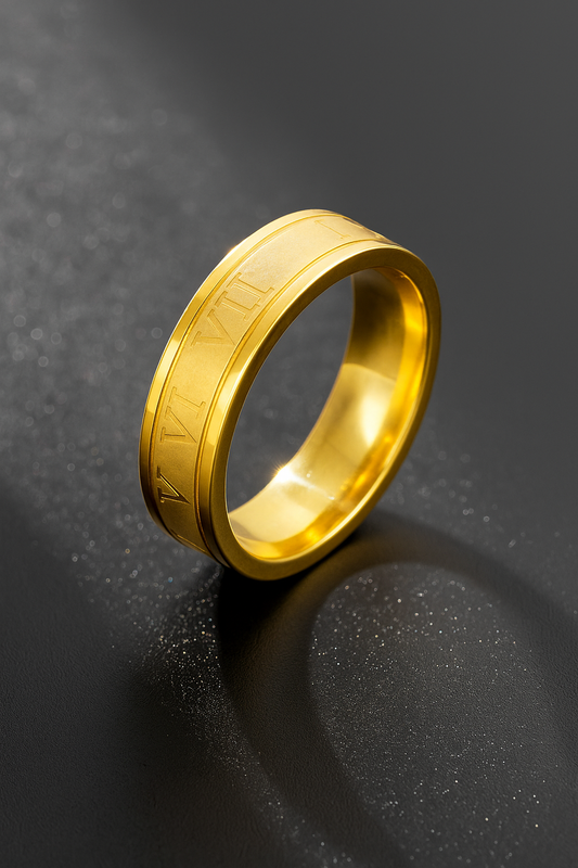 Roman Number Rings Stainless Steel Gold for Men's