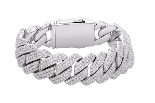 20mm Cuban Tennis Chain Bracelets Silver for Men