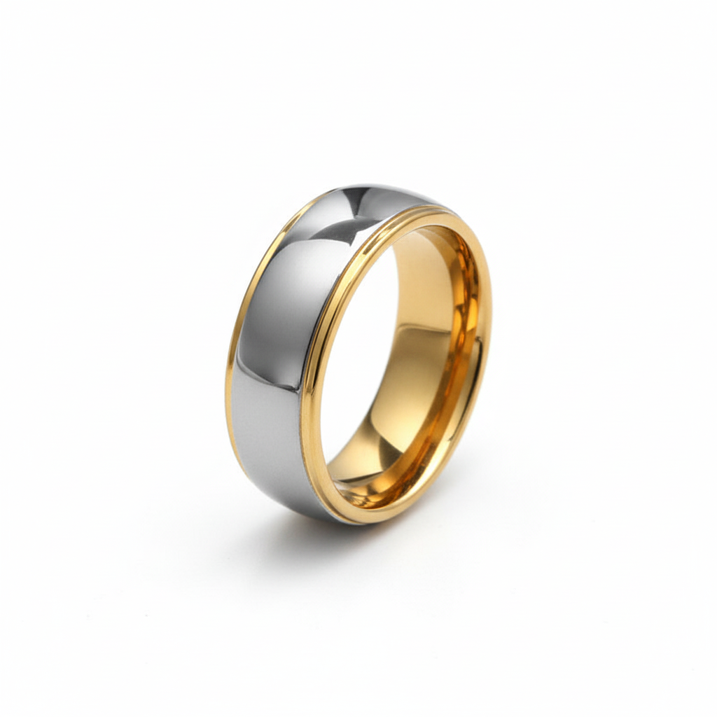 Gold Edge Hybrid Band Ring for Men's