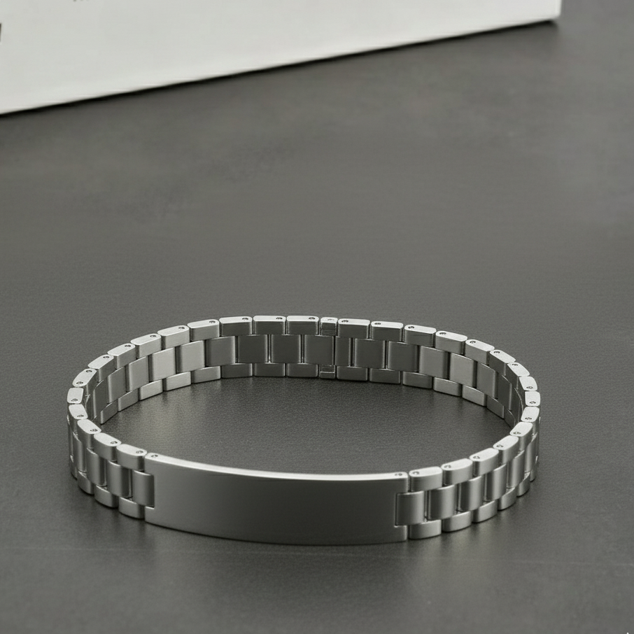 Elegant Silver ID Chain Bracelet for Men's