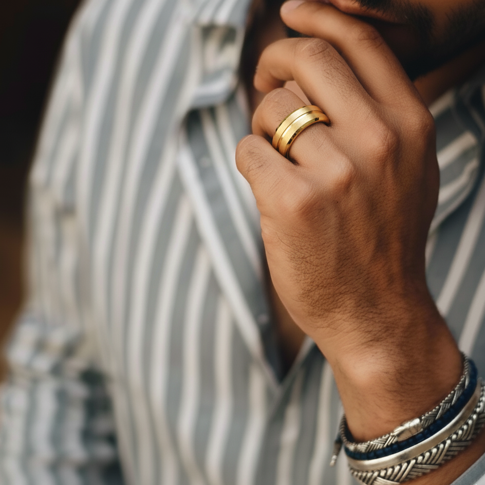 Imperial Dual-Tone Band Ring for Men's