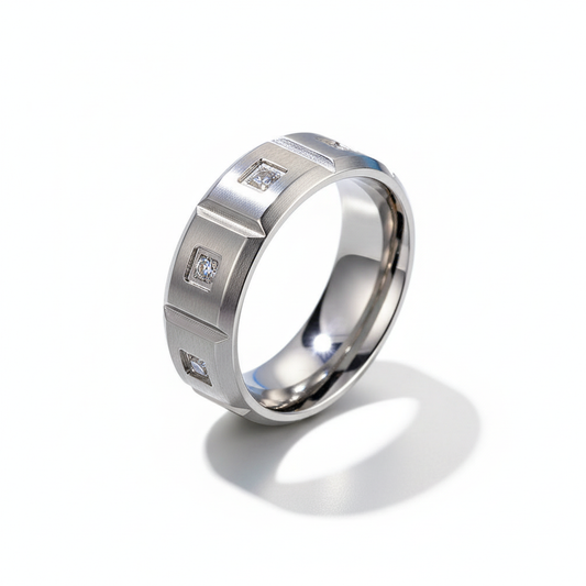 Titan Edge Cubic Band Ring Silver for Men's