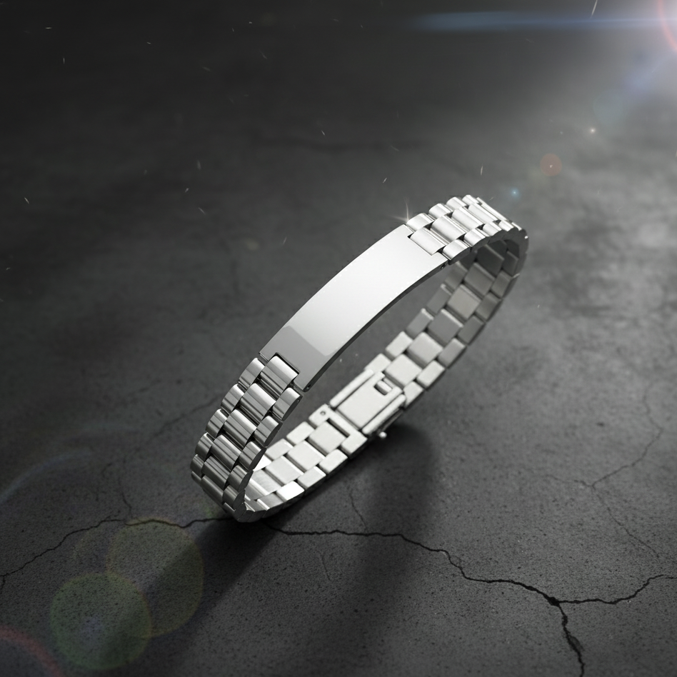 Elegant Silver ID Chain Bracelet for Men's