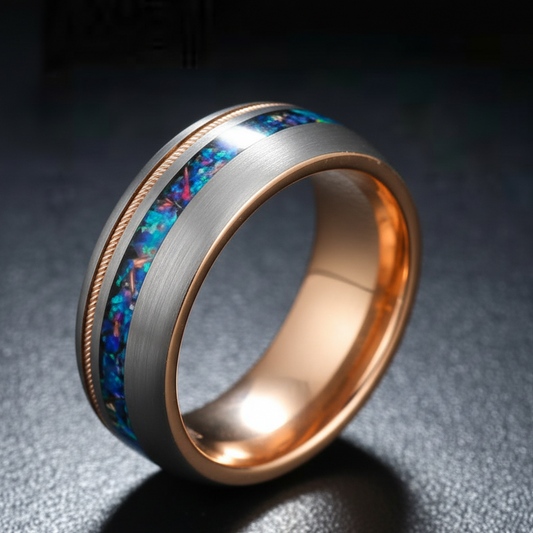 Blue Nebula Inlay Ring for Men's