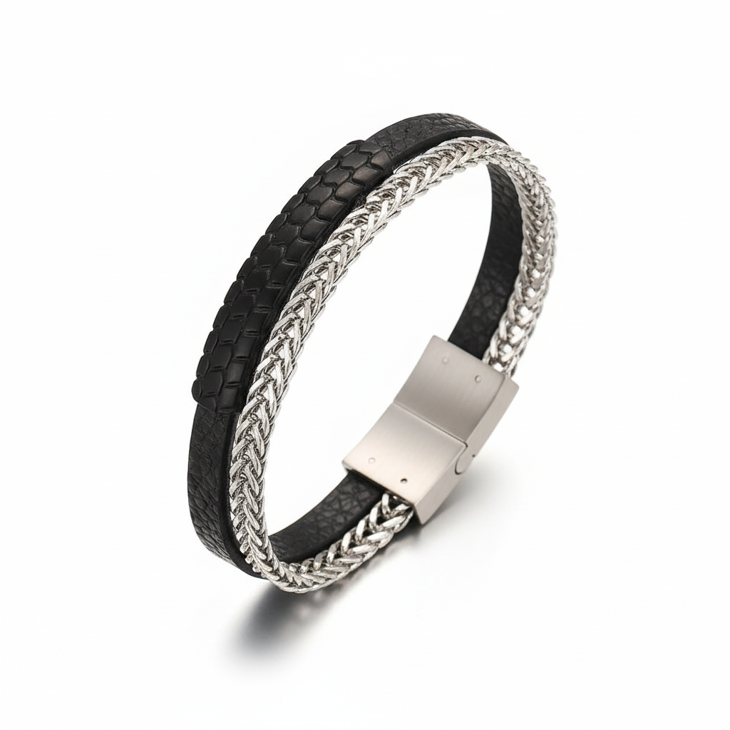 Royal Serpent Dual-Strand Bracelet Silver for Men's