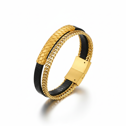 Royal Serpent Dual-Strand Bracelet Gold for Men's