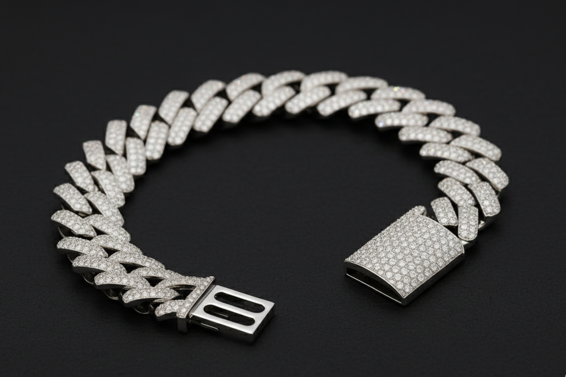20mm Cuban Tennis Chain Bracelets Silver for Men