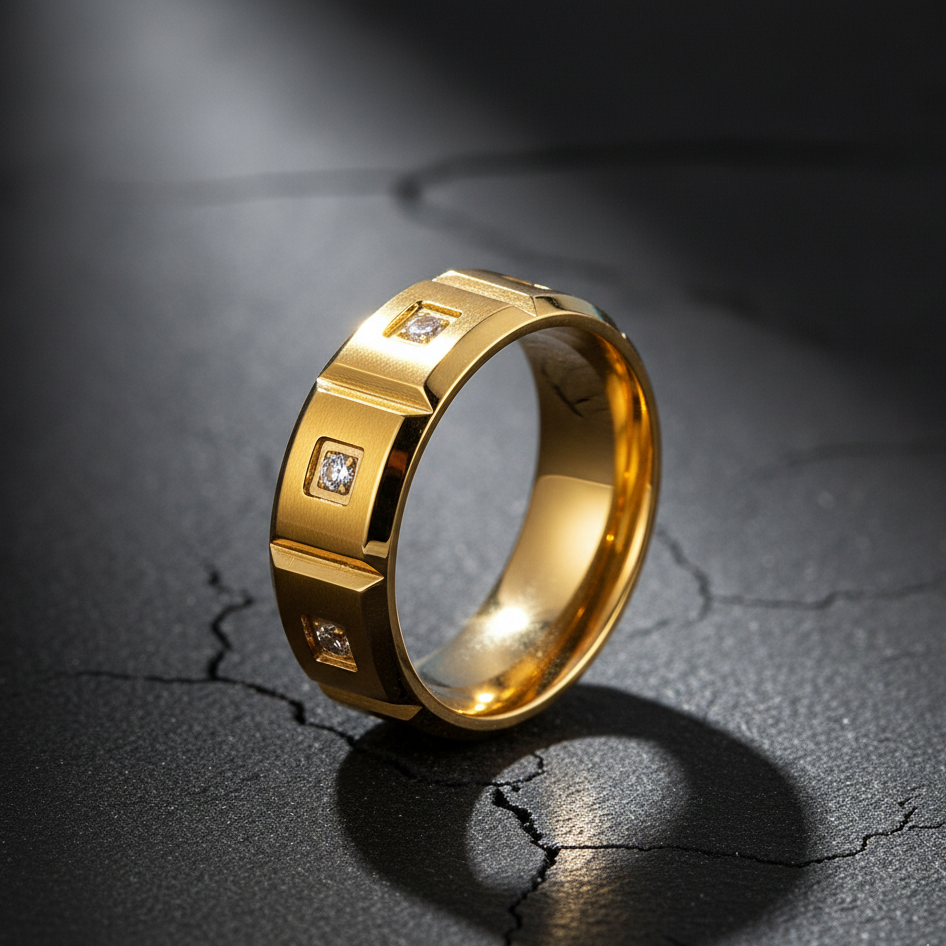Titan Edge Cubic Band Ring Gold for Men's