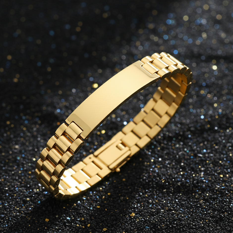 Elegant Gold ID Chain Bracelet Gold for Men's