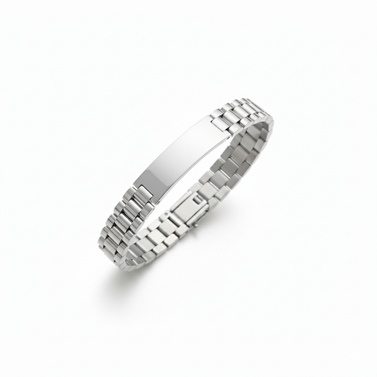 Elegant Silver ID Chain Bracelet for Men's