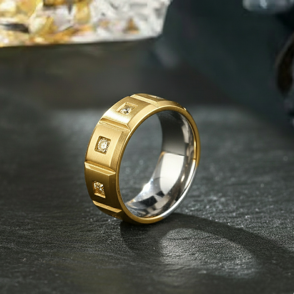 Titan Edge Cubic Band Ring Gold for Men's