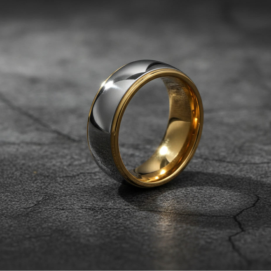 Gold Edge Hybrid Band Ring for Men's