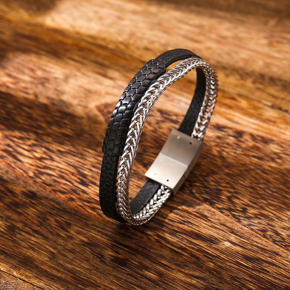 Royal Serpent Dual-Strand Bracelet Silver for Men's