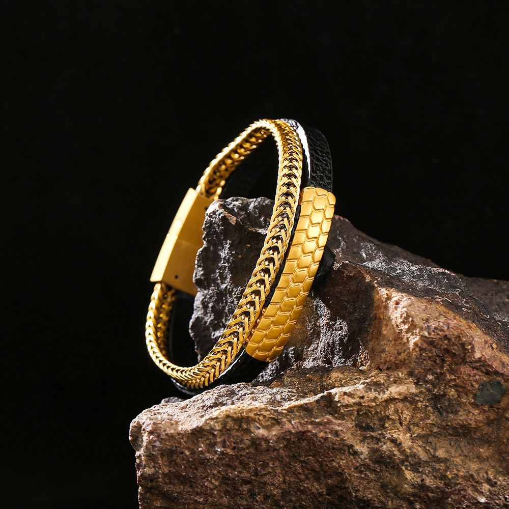 Royal Serpent Dual-Strand Bracelet Gold for Men's