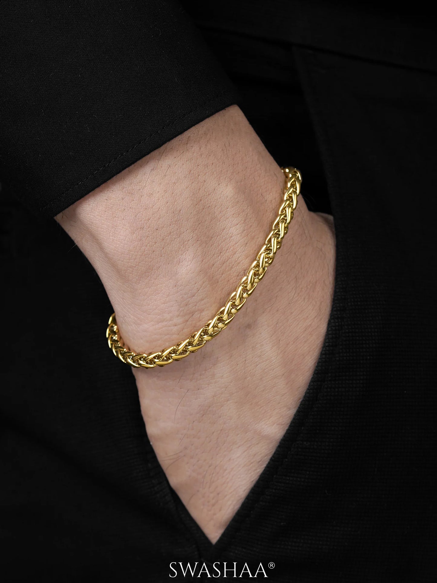 Gold Wheat Chain 5mm Bracelet High Quality 316l Stainless Steel bracelet for men's