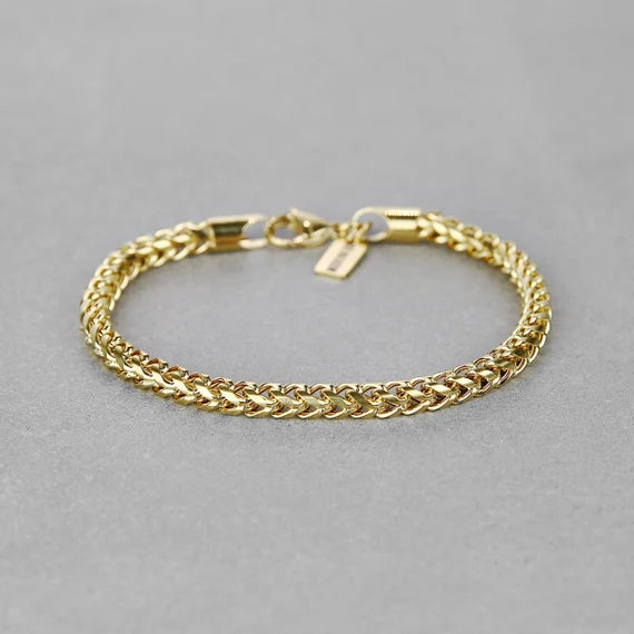 Gold Wheat Chain 5mm Bracelet High Quality 316l Stainless Steel bracelet for men's