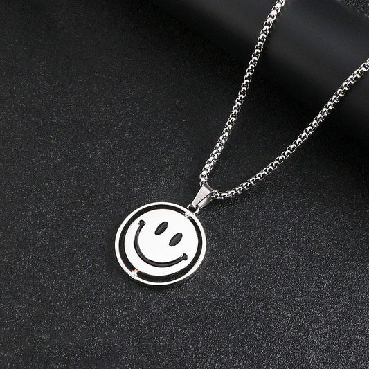 Chrome Smiley Charm Pendant for Men's