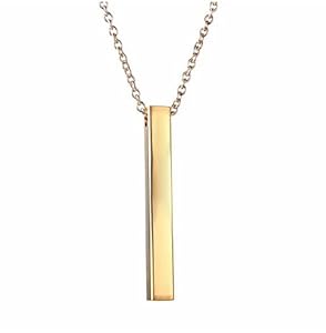 Vertical Rectangular Stainless Steel Blank Bar Pendant Gold With Chain